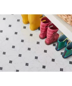 Trafficmaster Paver Flooring Vinyl X 12Ft. Wide Cut To Length Marble Residential Sheet Black White -TrafficMaster Sales black and white marble trafficmaster vinyl sheet flooring c1100405k509g14 a0 1000