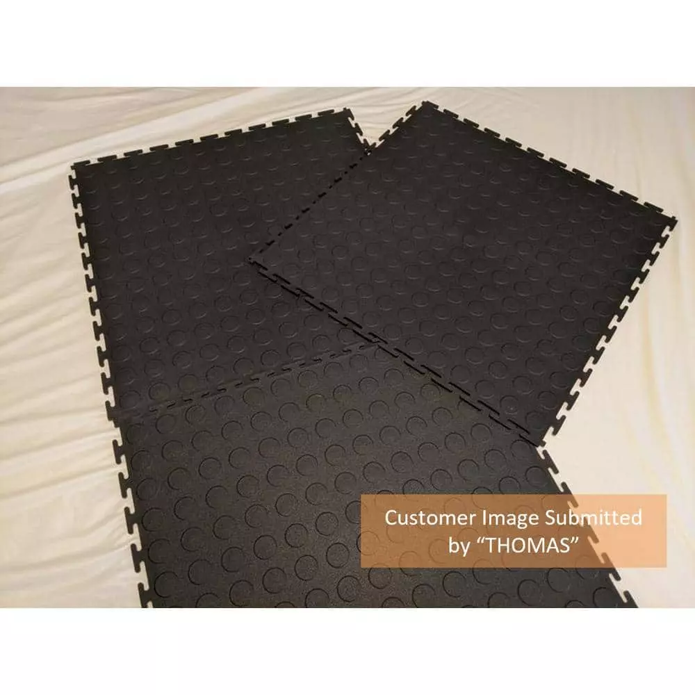 By Trafficmaster Tiles, Coin Rubber 6-Pack 18 In. (13.5 Sq. Ft.) X 3.1 Mm Interlocking Raised Modular Flooring Black 13 By Trafficmaster Tiles, Coin Rubber 6-Pack 18 In. (13.5 Sq. Ft.) X 3.1 Mm Interlocking Raised Modular Flooring Black - Image 11