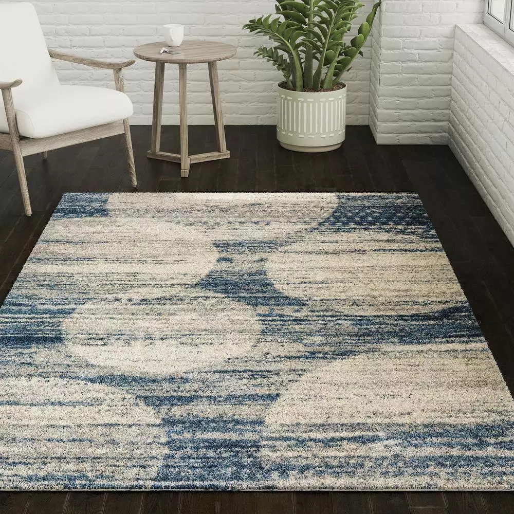 Addison Rug By Ankara 17 8 Ft. 10 Ft. X Area Dancing Circle Indigo Blue 13 Addison Rug By Ankara 17 8 Ft. 10 Ft. X Area Dancing Circle Indigo Blue - Image 11
