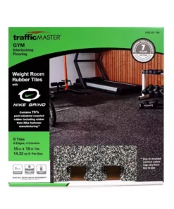 Trafficmaster Tile Colors Will Vary Rubber (6-Pack) 18 In. X (14.32 Sq. Ft.) Flooring Nike Grind Gym/Exercise -TrafficMaster Sales multi colored specs light gray base trafficmaster gym floor tiles 58807 31 1000