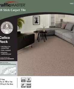 By Calico Trafficmaster Carpet Tile Rock 22.50 Sq. Ft. 18 In. (10 Tiles/Case) 18 X Peel And Stick Residential Brown -TrafficMaster Sales oxford trafficmaster carpet tile ht003 763 1818 40 1000
