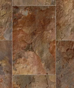 Trafficmaster Sheet Flooring Slate Stone Vinyl Clay 12Ft. Wide X Cut To Length Residential Rectangular Rustic