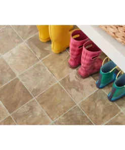 Pro Basic Trafficmaster Slate Flooring Sheet Stone Vinyl 12Ft. Wide X Cut To Length Refined Residential Neutral -TrafficMaster Sales slate neutral trafficmaster vinyl sheet flooring c9770406k536g14 1d 1000