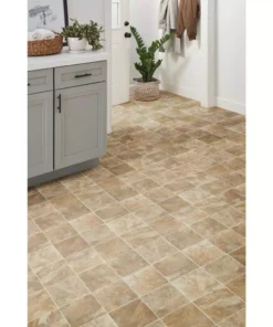 Pro Basic Trafficmaster Slate Flooring Sheet Stone Vinyl 12Ft. Wide X Cut To Length Refined Residential Neutral -TrafficMaster Sales slate neutral trafficmaster vinyl sheet flooring c9770406k536g14 a0 1000
